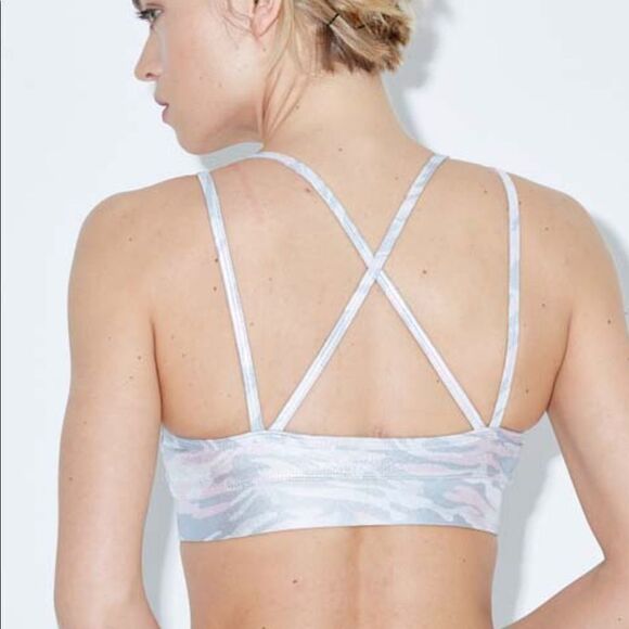 PrismSport Pink/Gray Shiny Camouflage Padded Sports Bra - Picture 7 of 7